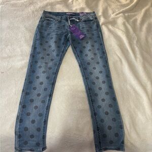 Trendy Blue Polka Dot Skinny Jeans